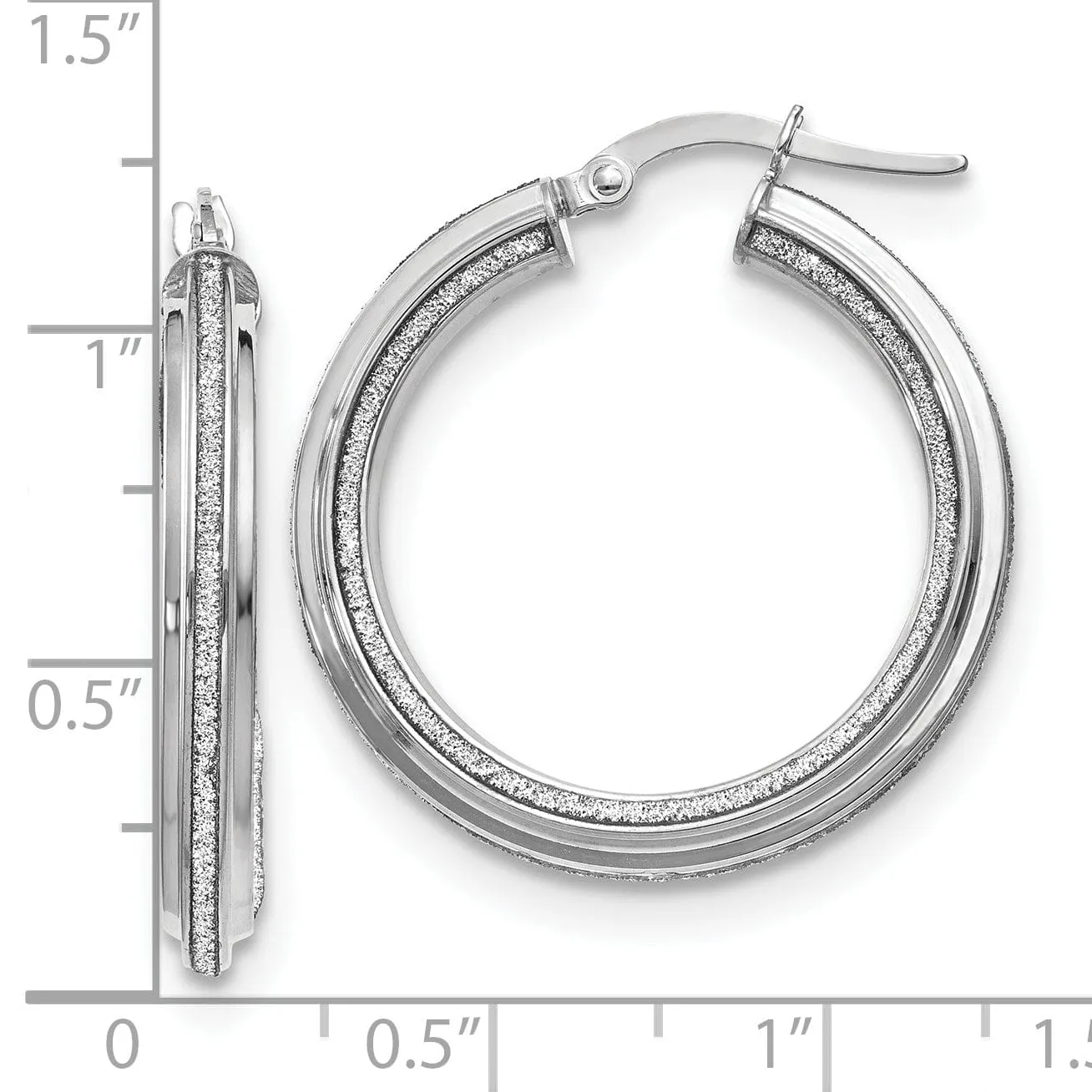 14K White Gold Glimmer Infused Hoop Earrings