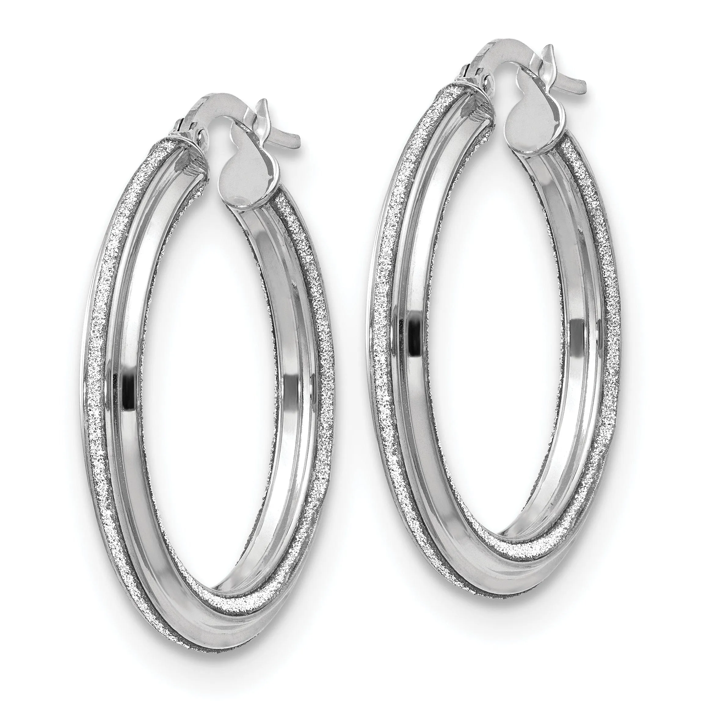 14K White Gold Glimmer Infused Hoop Earrings