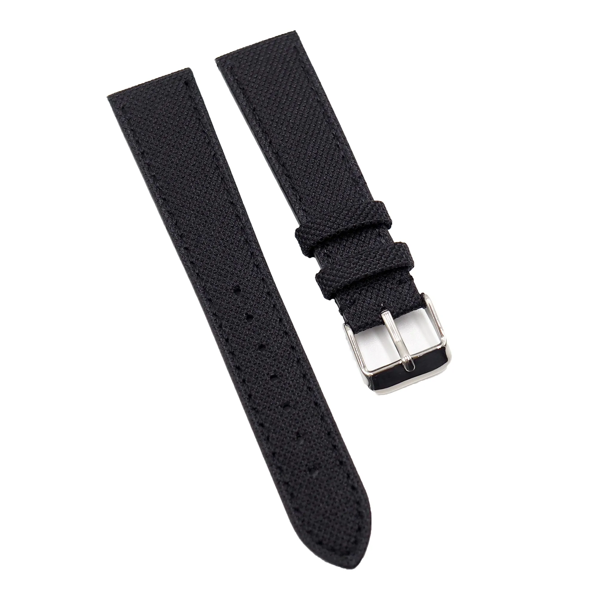18mm, 20mm Black Nylon Watch Strap, Non-Padded
