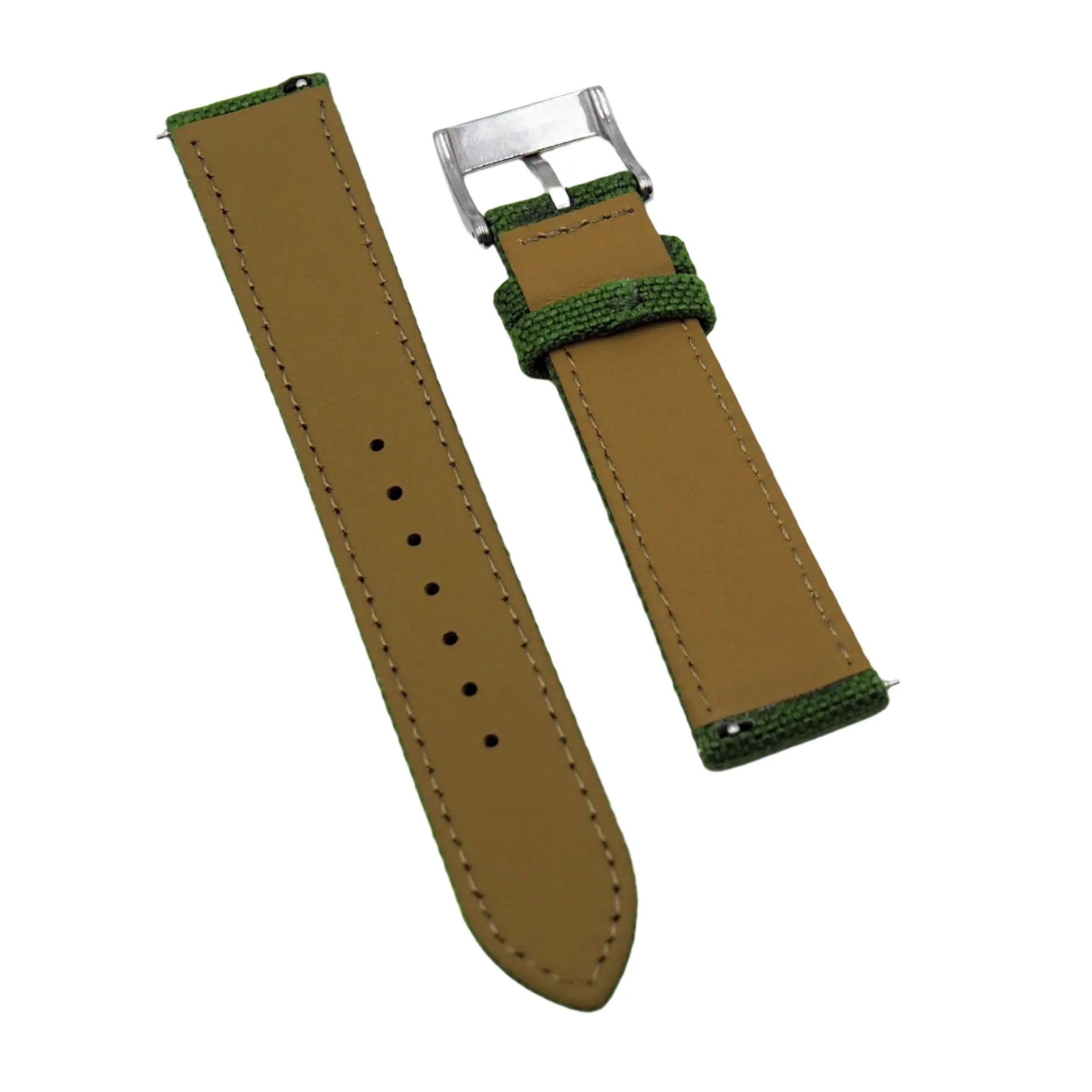 18mm, 20mm Green Nylon Watch Strap, Quick Release Spring Bars