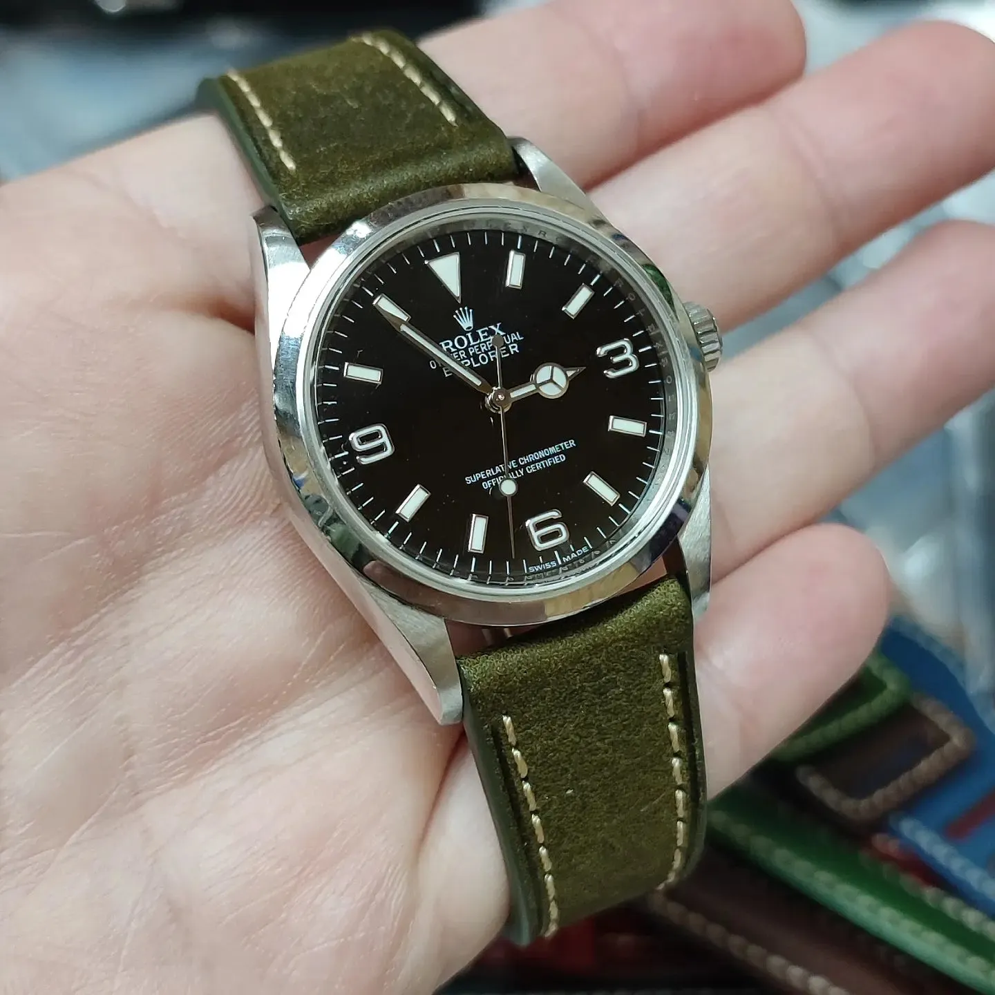 18mm, 20mm Olive Green Pueblo Calf Leather Watch Strap