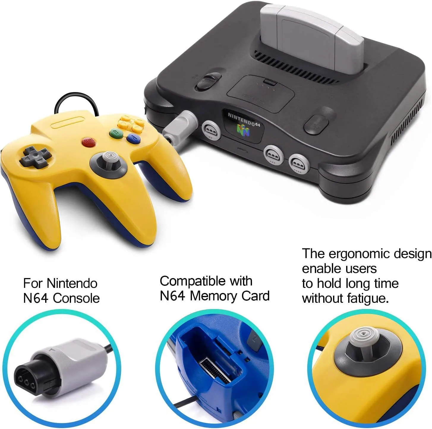 2 Pack Classic N64 Controllers, miadore Retro N64 Gamepad Joystick Joypad for N64 System Home Video Game 64 Console