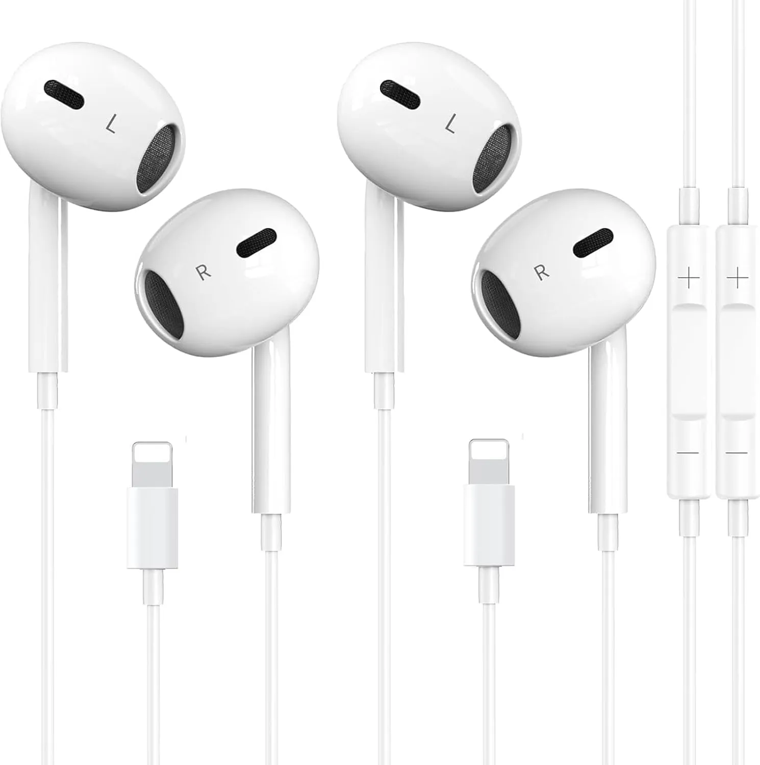 2 Packs- Wired Headphones for iPhone Earbuds Built-in Microphone & Volume Control Nosie Reduction Headsets Compatible with iPhone 14/13/12/11/XR/XS/X/8/7/SE/Pro/Pro Max/Support All iOS System