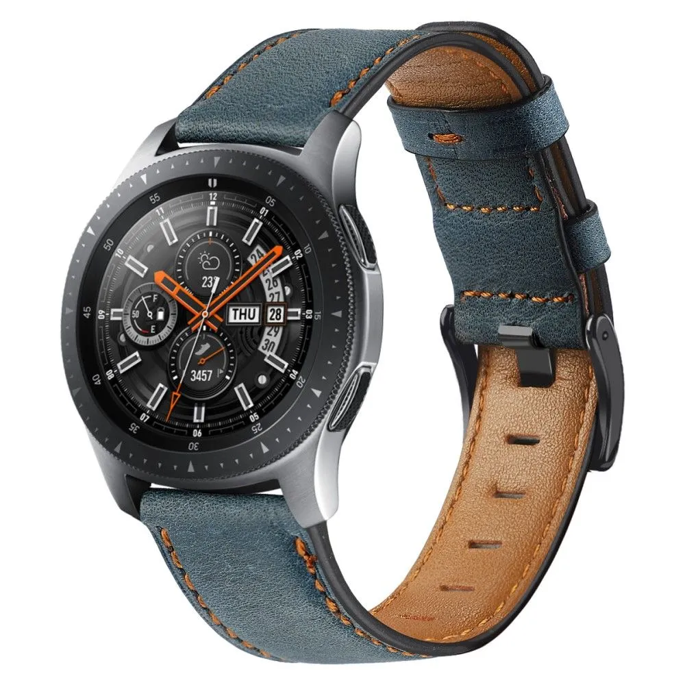 22mm Universal vintage genuine leather watch strap - Blue