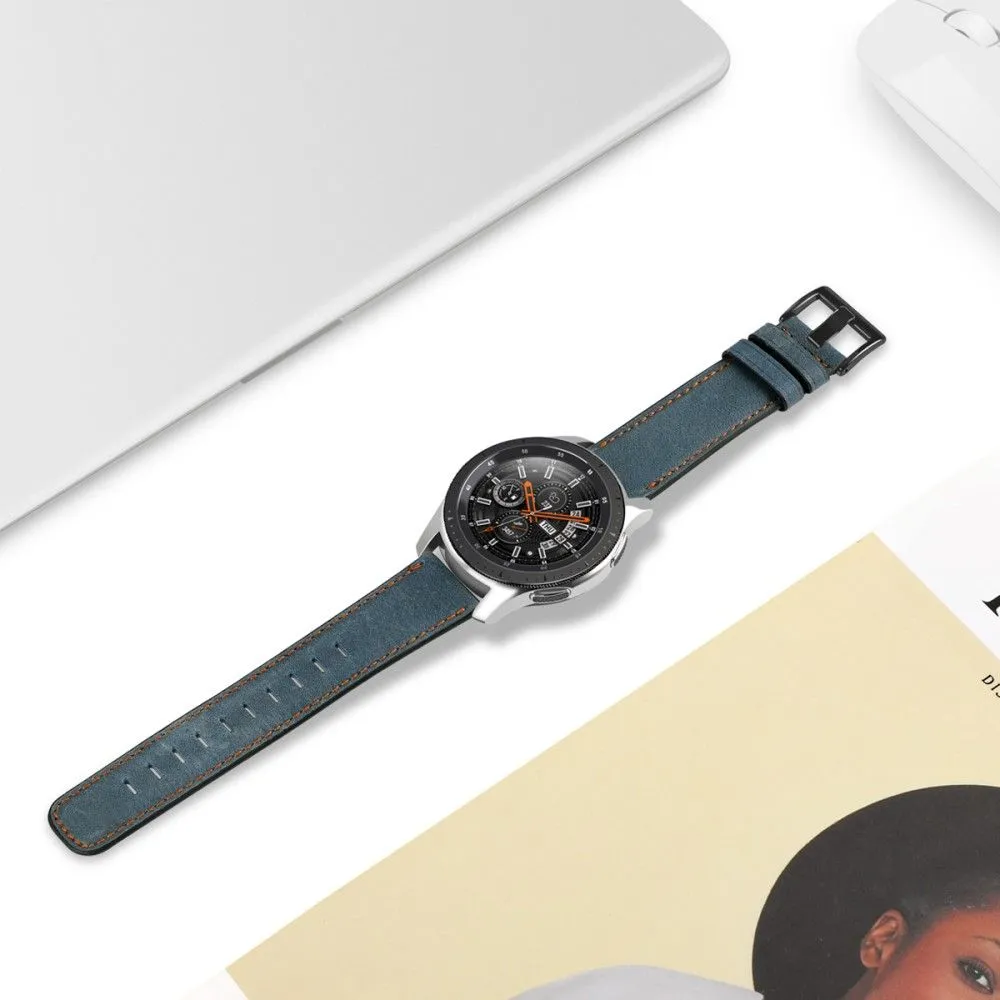 22mm Universal vintage genuine leather watch strap - Blue