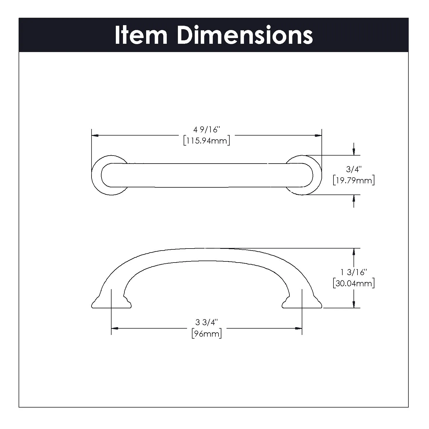 3-3/4 inch (96mm) Zephyr Cabinet Pull