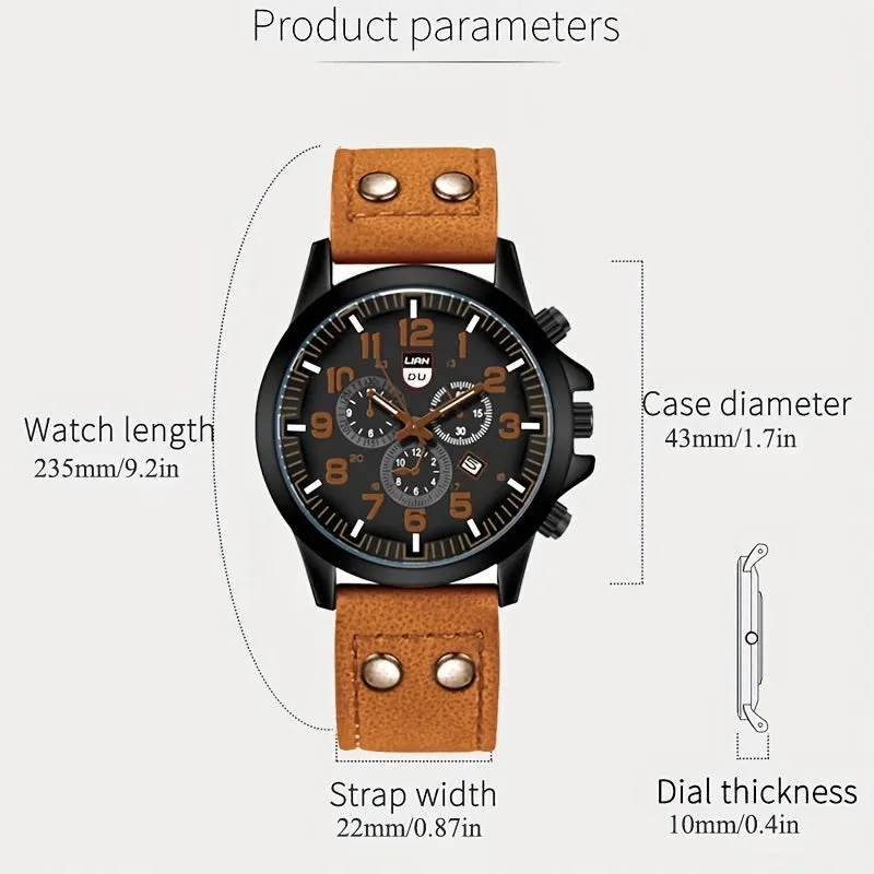 4pcs Watch  Bracelet Set Perfect Mens Gift Combo