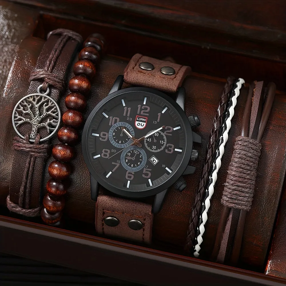 4pcs Watch  Bracelet Set Perfect Mens Gift Combo