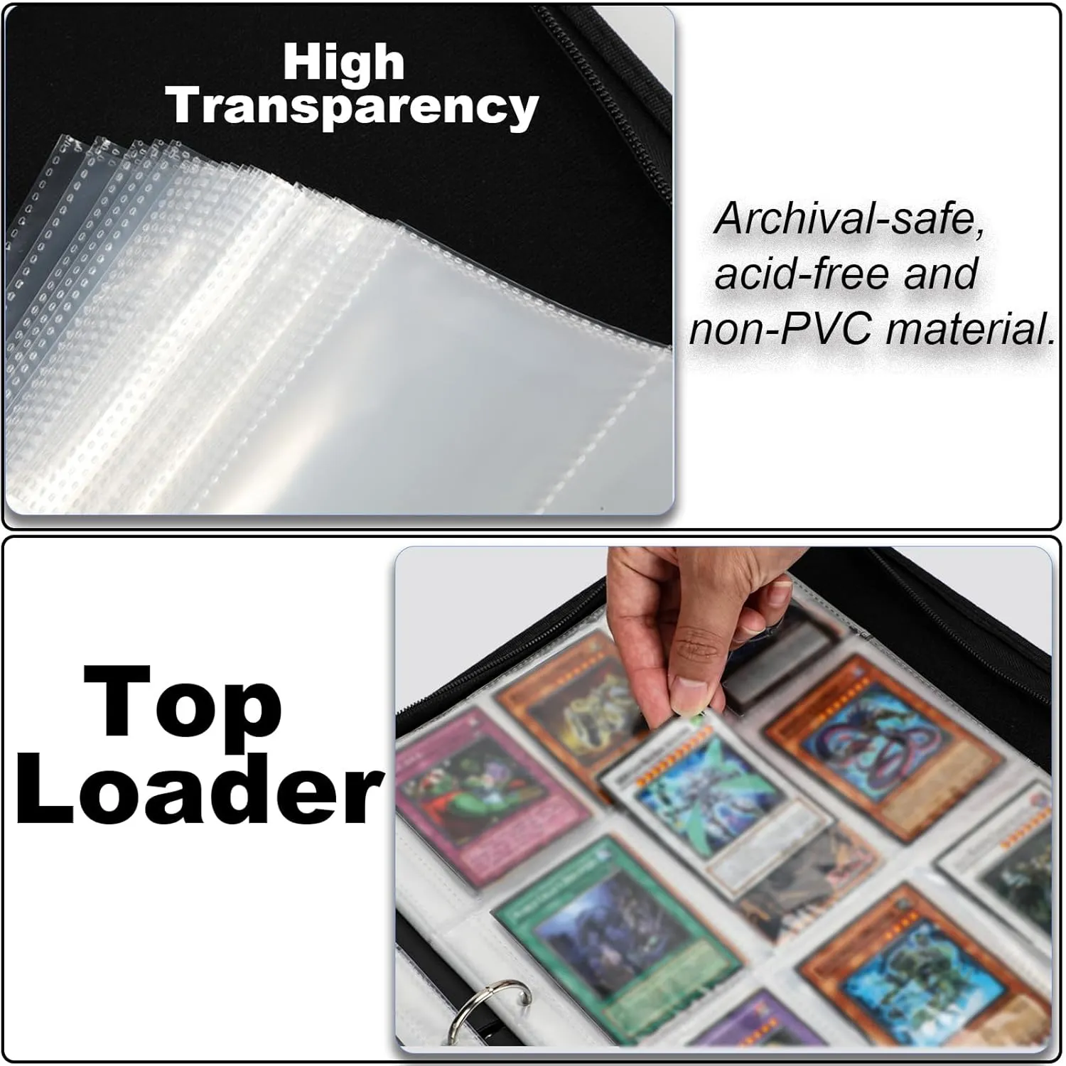 990 Large Capacity Card Binder For Yugioh trade Cards,9-Pocket Card Holder with 55 Sleeves Folder Compatible with Yu-Gi-Oh Cards.