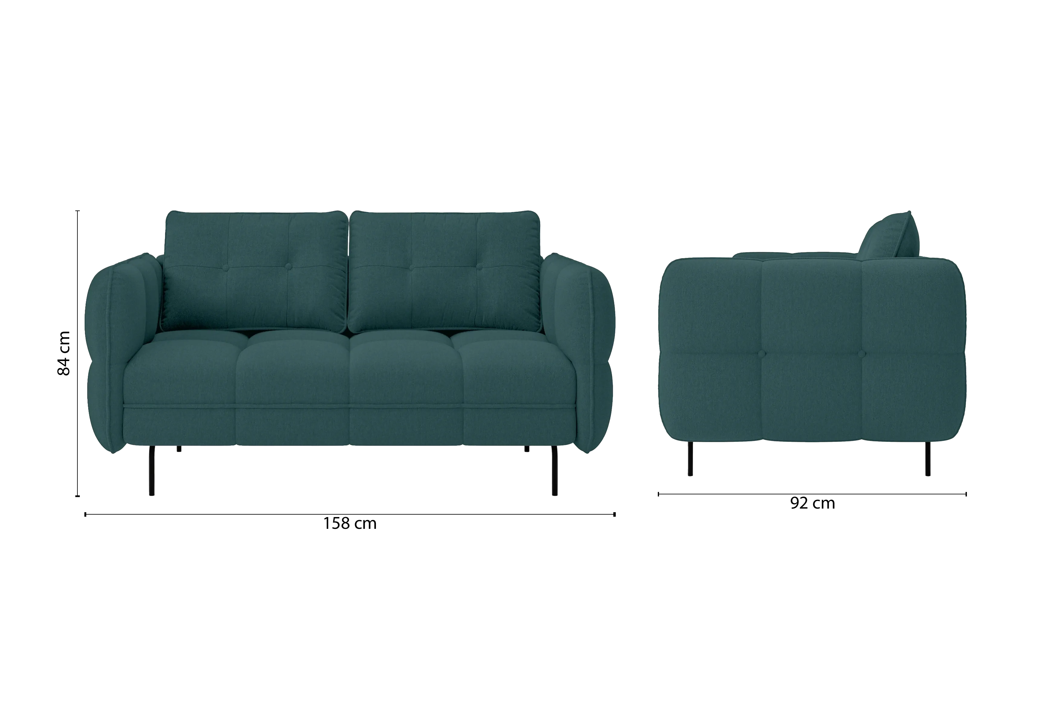 Anzio 2 Seater Sofa Teal Linen Fabric