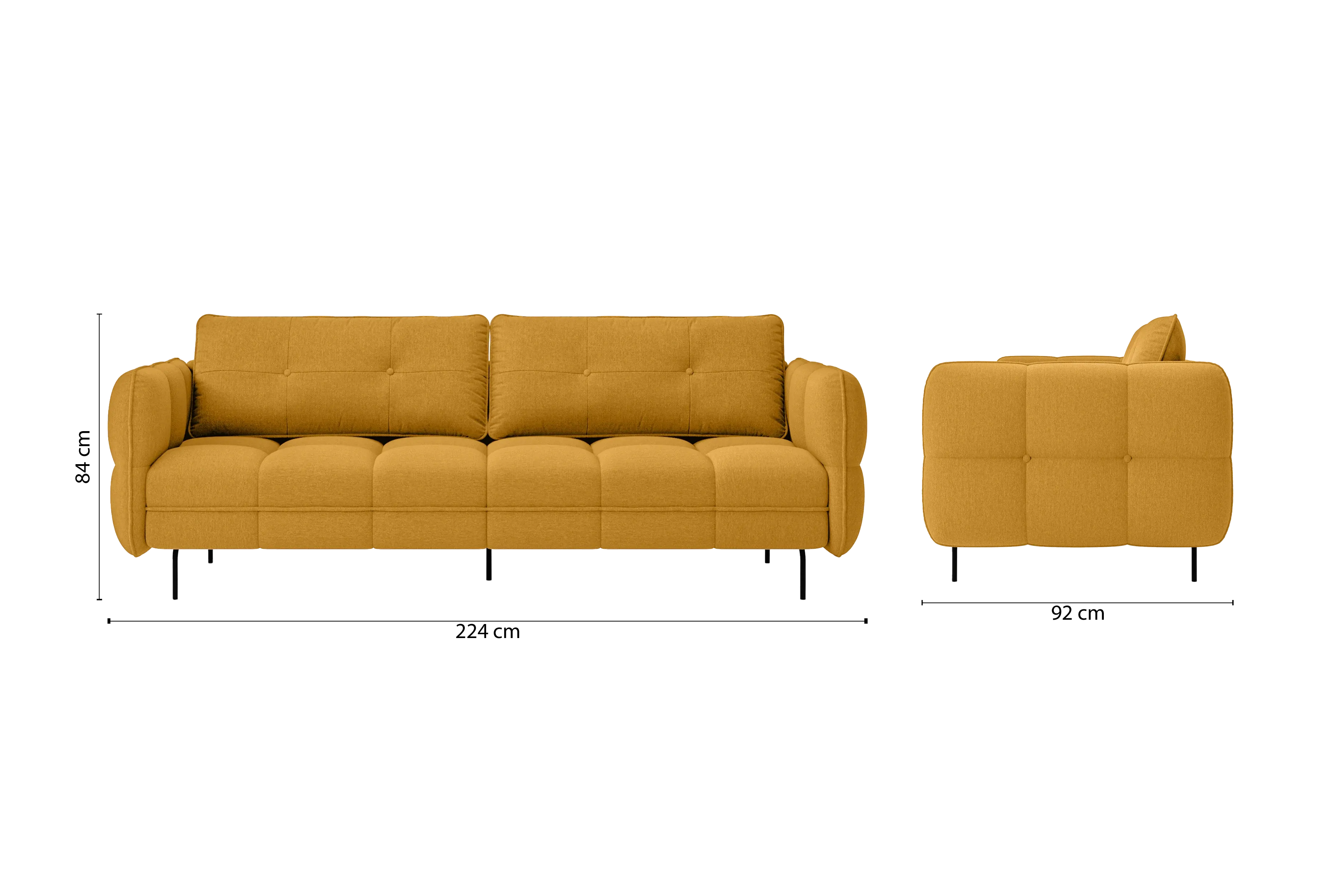 Anzio 3 Seater Sofa Yellow Linen Fabric