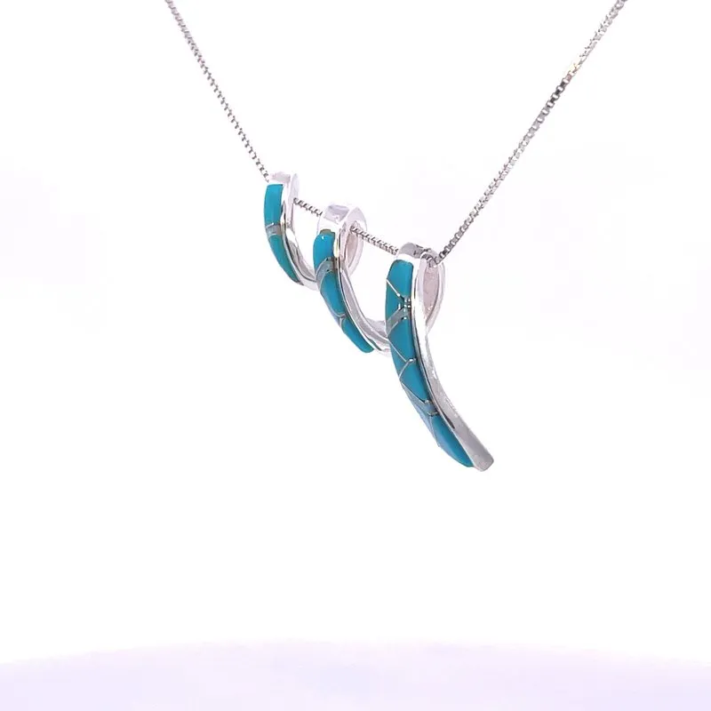 Arizona Turquoise and Inlaid Jewelry Turquoise and Opal Inlaid Spiral Pendant