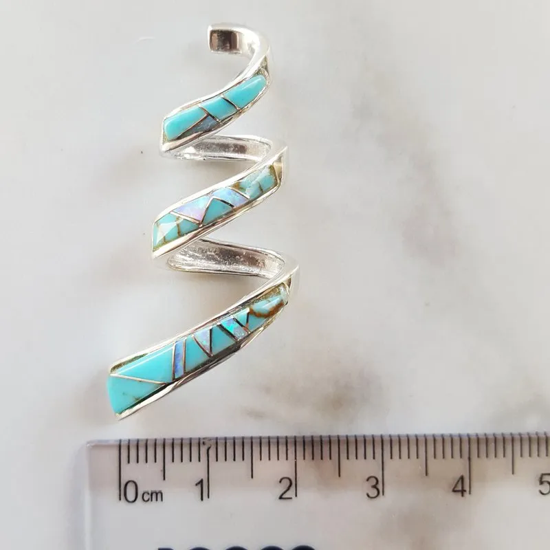 Arizona Turquoise and Inlaid Jewelry Turquoise and Opal Inlaid Spiral Pendant