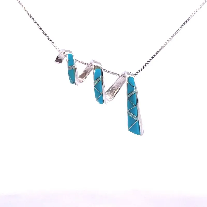 Arizona Turquoise and Inlaid Jewelry Turquoise and Opal Inlaid Spiral Pendant