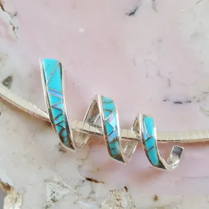 Arizona Turquoise and Inlaid Jewelry Turquoise and Opal Inlaid Spiral Pendant