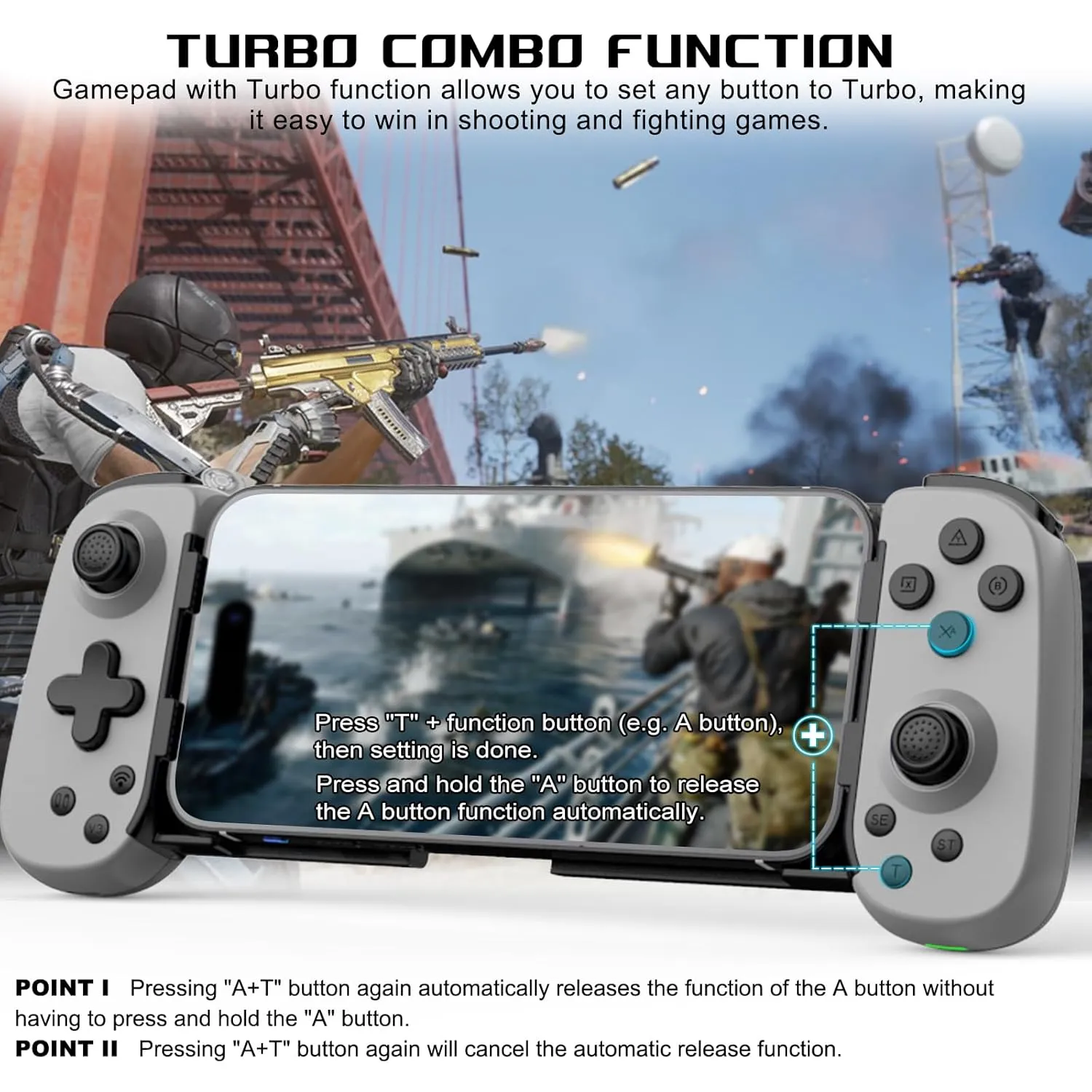 arVin Mobile Gaming Controller for iPhone, Android with Phone CASE Support, Wireless Gamepad for iPhone/iPad/Samsung/Tablet/Switch/PS4/PC - Play Xbox Cloud Gaming/PS Remote Play/Steam Link/GeForce Now