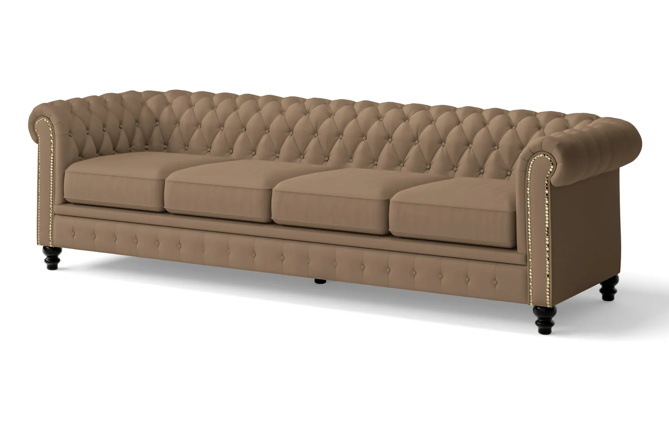 Aversa 4 Seater Sofa Stone Leather