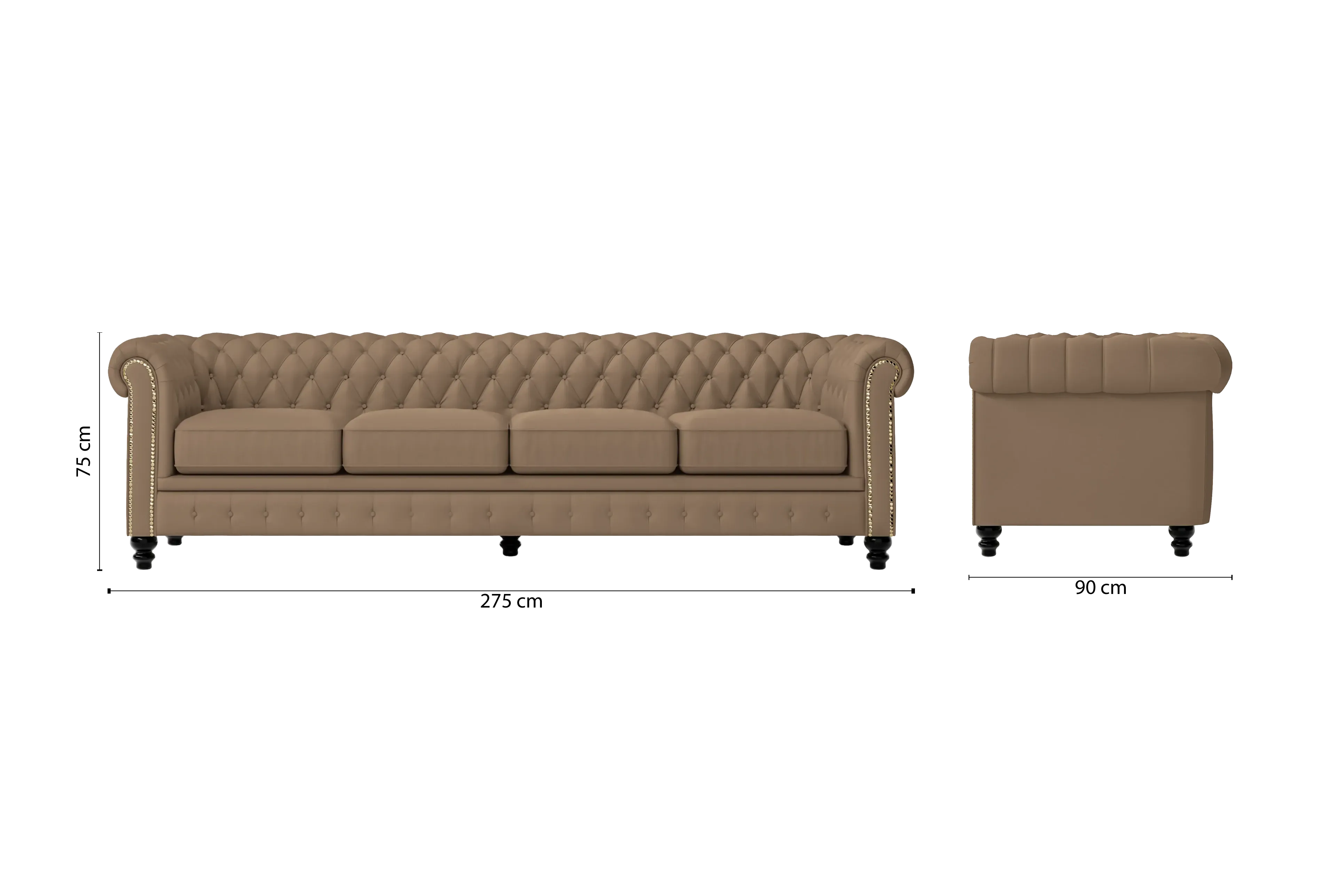 Aversa 4 Seater Sofa Stone Leather