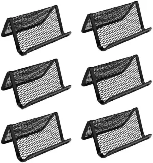 Black Metal Mesh Business Card Holder Desk Business Card Organizer for Desk Office Name Card(Black, 6 Pack)