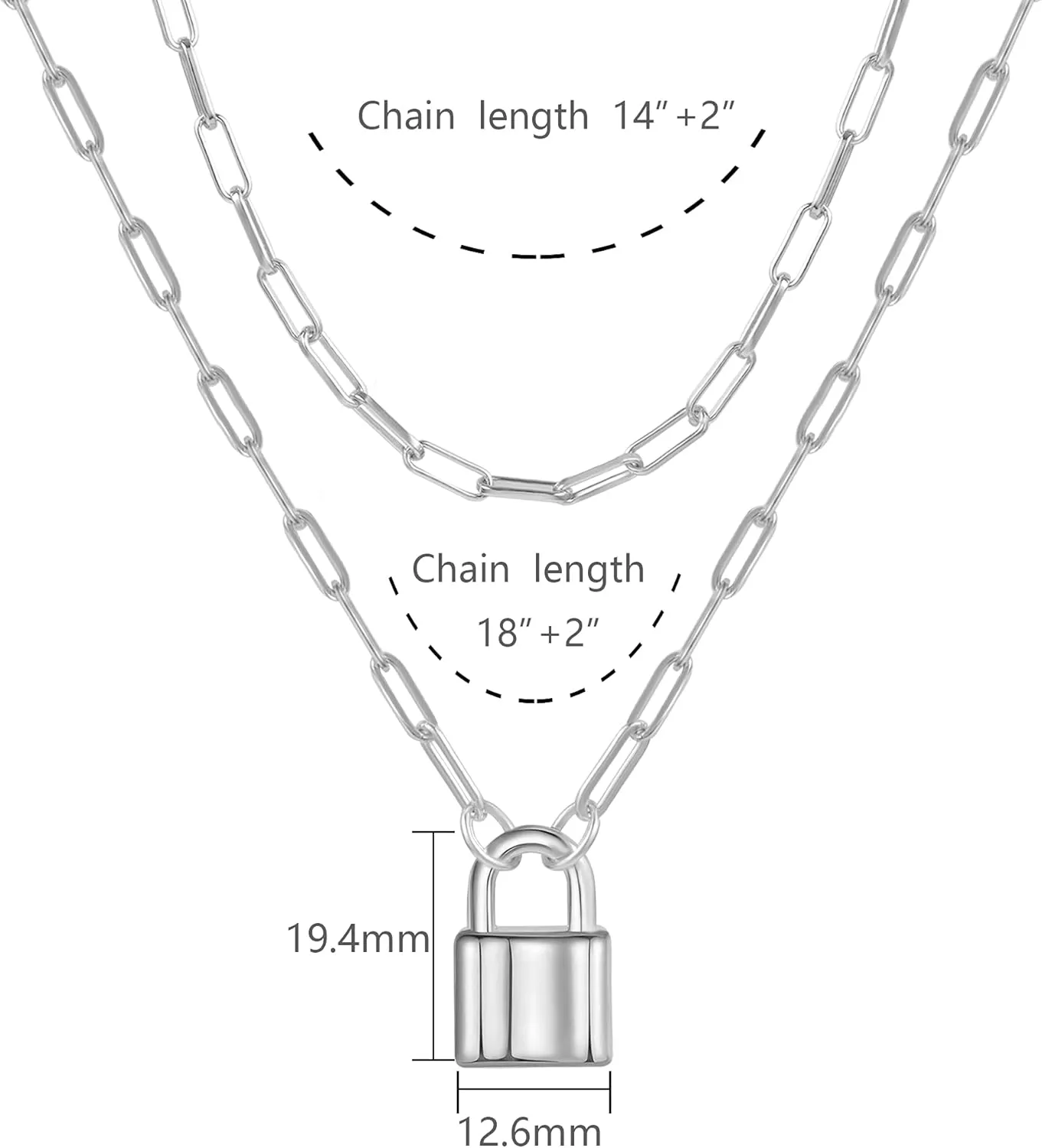 BOUTIQUELOVIN 14K Gold Plated Lock Necklace for Women Paperclip Link Chain Padlock Necklace Non-Tarnish