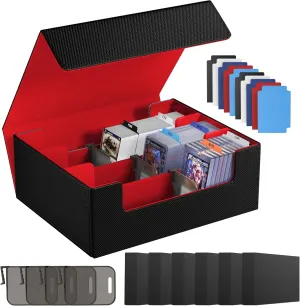 Card Storage Box For Trading Cards 1800 ,Card Deck Box With 10 Dividers,6 Foam Stoppers,4 Supporters,Commander Deck Case Fit For Toploaders,MTG,YuGiOh,TCG and Magic Cards