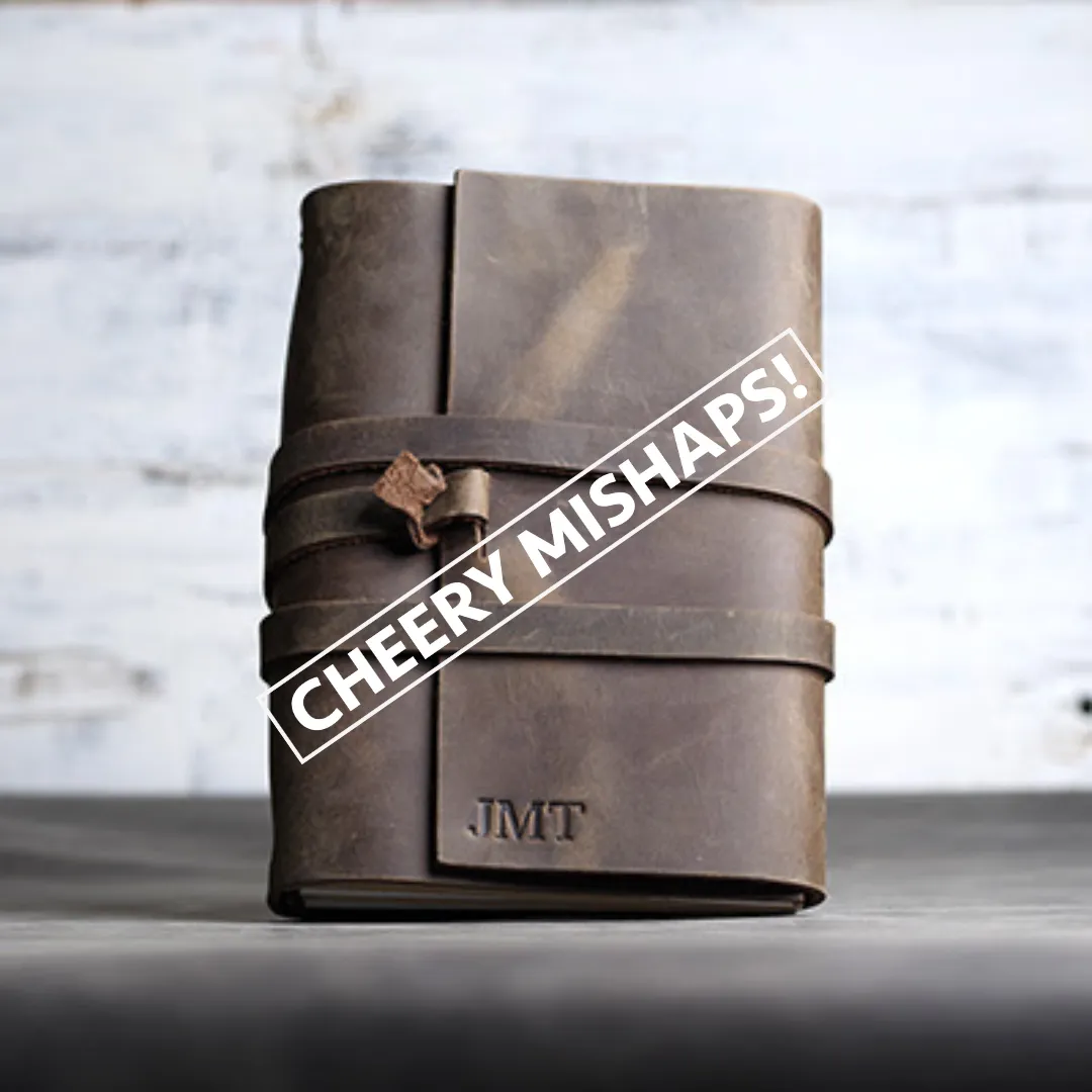 Cheery Mishaps - Refillable Leather Journals with Wrap Closure