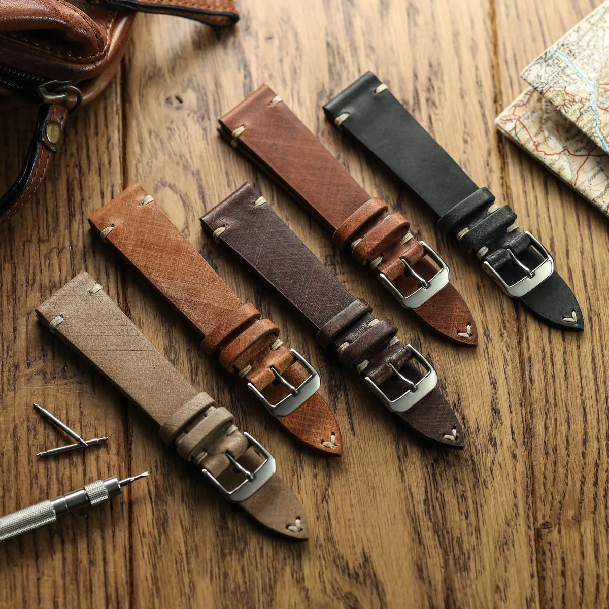 Cortez Genuine Leather Watch Strap - Mocha