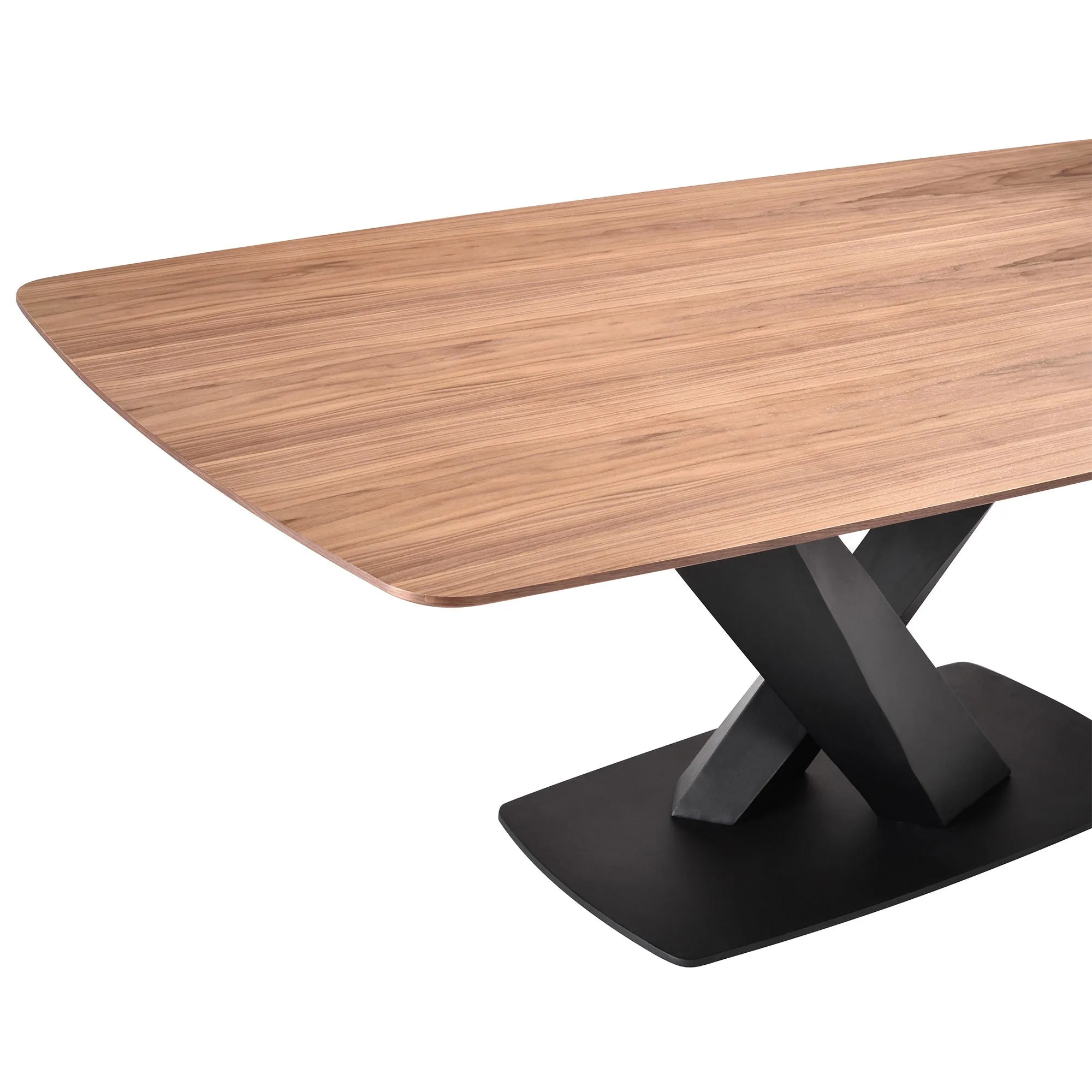 Everett - Contemporary Dining Table - Matte Black / Walnut