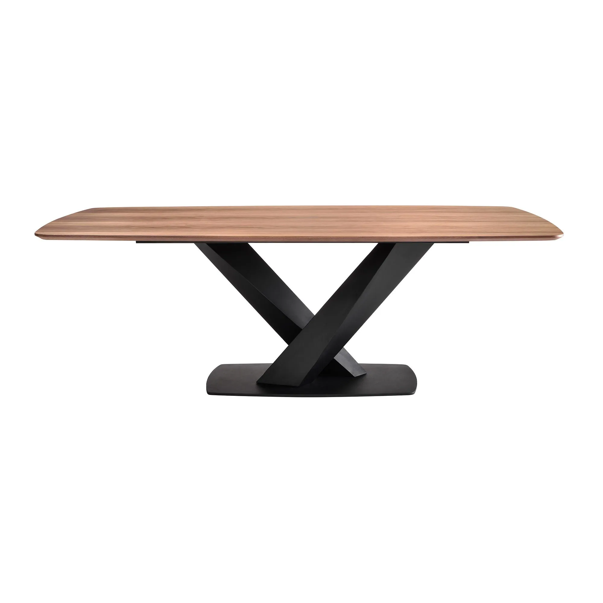 Everett - Contemporary Dining Table - Matte Black / Walnut