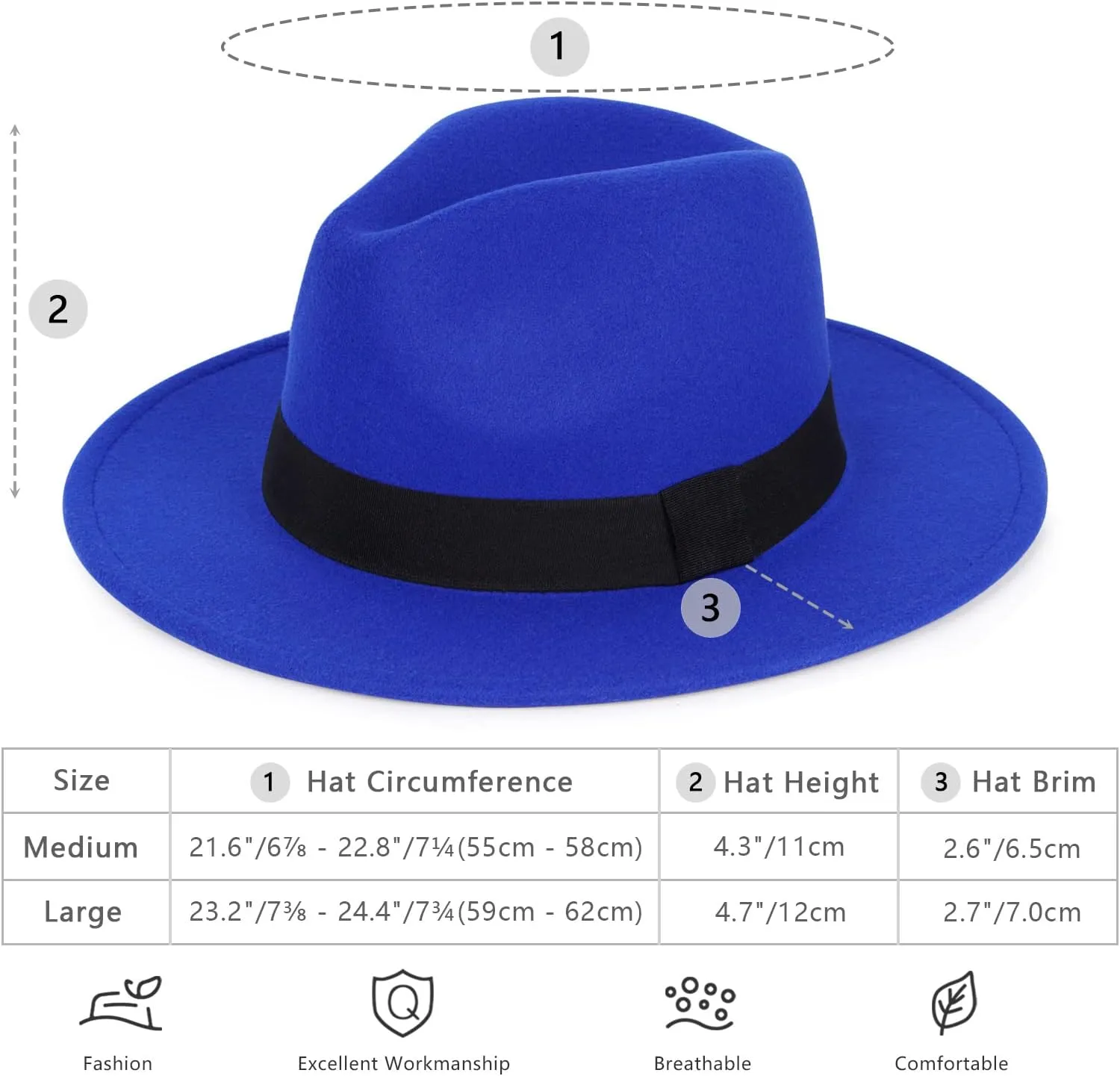 FADACHY Trendy Fedora Hats for Men & Women Wide Brim Felt Hat Dress Panama Hat Two Tone Fedora