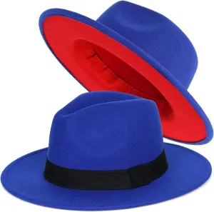 FADACHY Trendy Fedora Hats for Men & Women Wide Brim Felt Hat Dress Panama Hat Two Tone Fedora