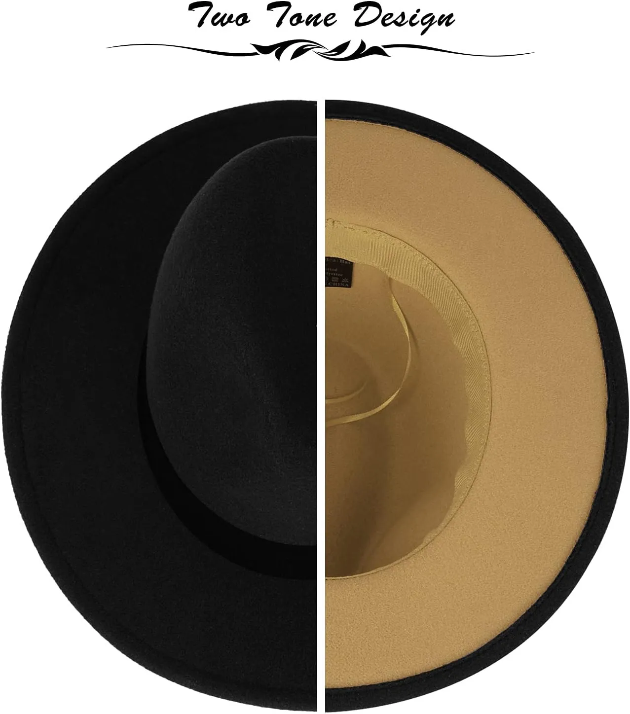 FADACHY Trendy Fedora Hats for Men & Women Wide Brim Felt Hat Dress Panama Hat Two Tone Fedora