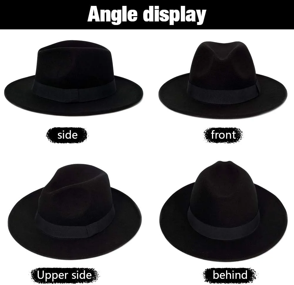 FADACHY Trendy Fedora Hats for Men & Women Wide Brim Felt Hat Dress Panama Hat Two Tone Fedora