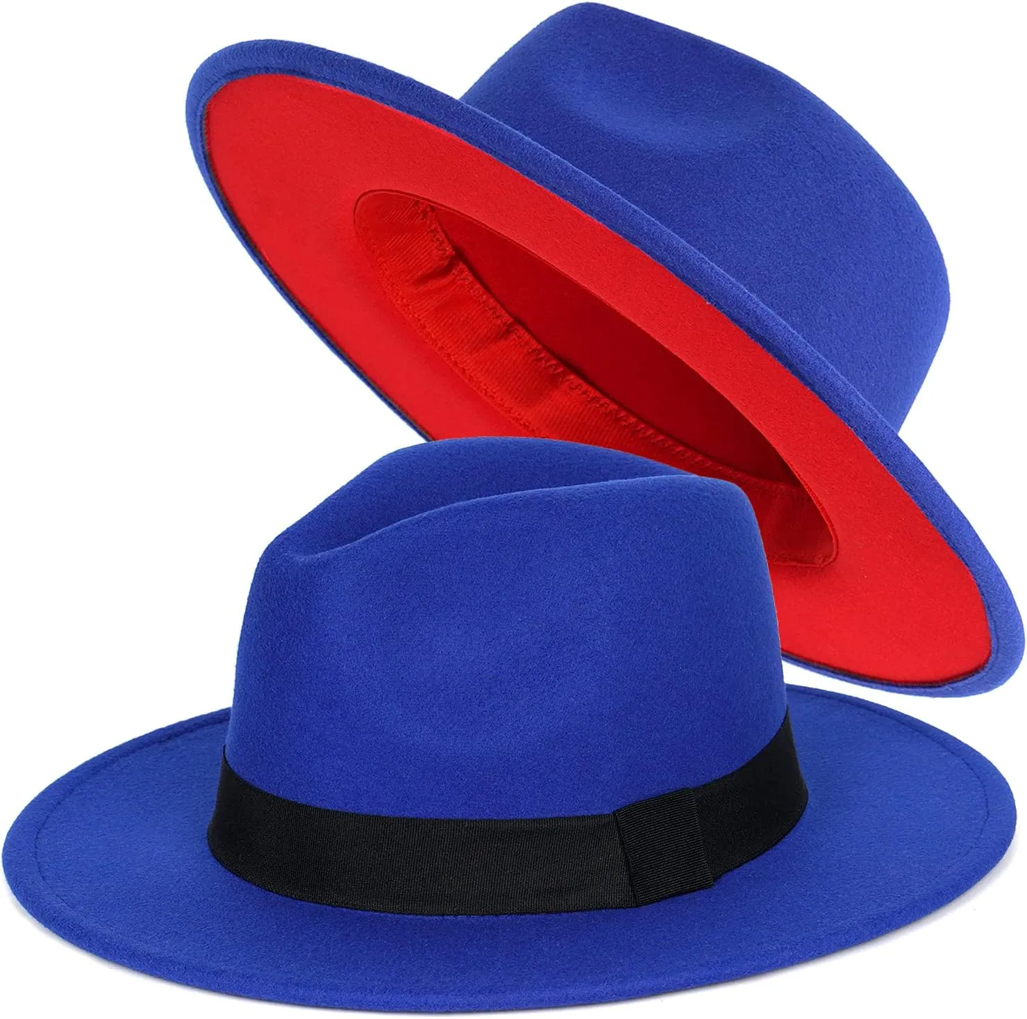 FADACHY Trendy Fedora Hats for Men & Women Wide Brim Felt Hat Dress Panama Hat Two Tone Fedora