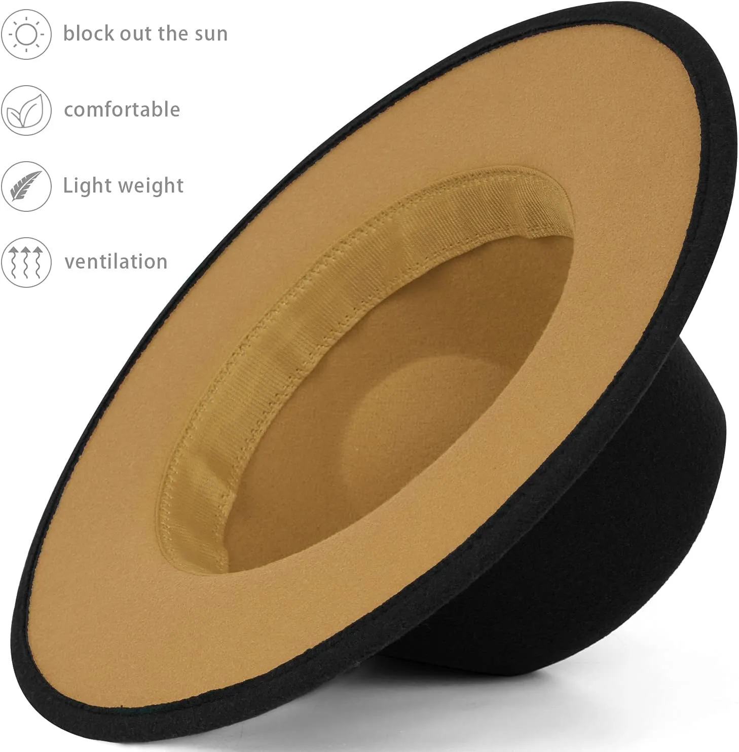 FADACHY Trendy Fedora Hats for Men & Women Wide Brim Felt Hat Dress Panama Hat Two Tone Fedora
