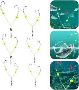 Fishing Double Hooks, Double Reverse Hook Set, Reverse Bottom Line, Free Floating, avoiding Water, Grass, Stones, and mud