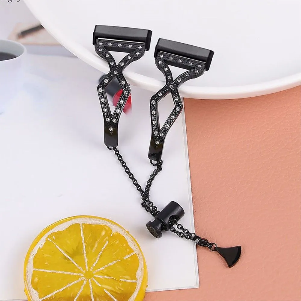 Fitbit Sense / Versa 3 rhinestone 304 stainless steel watch strap - Black