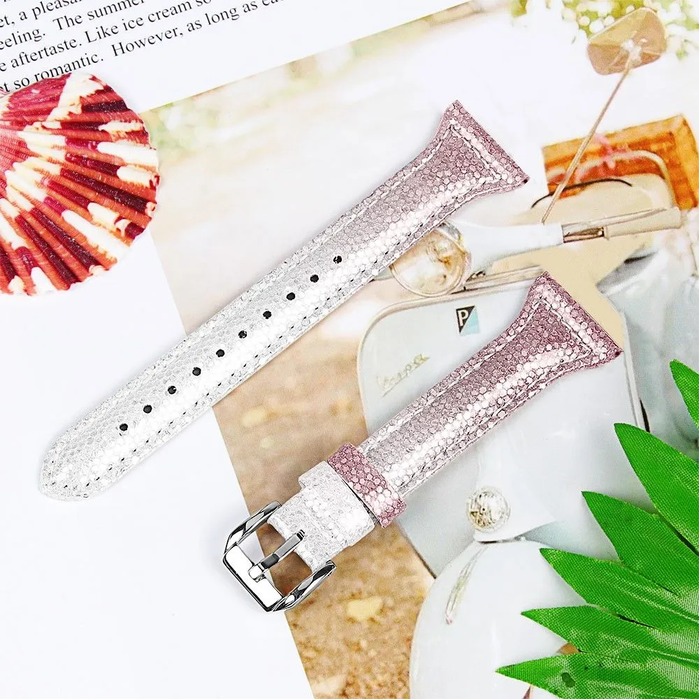 Fossil Gen 5 Carlyle HR gradient color cowhide leather watch strap - Silver / Pink