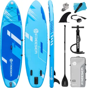 Freesea Inflatable Stand Up Paddleboard with Premium SUP Accessories, Wide, Stable, Non-Slip Comfortable Deck for Youth & Adult
