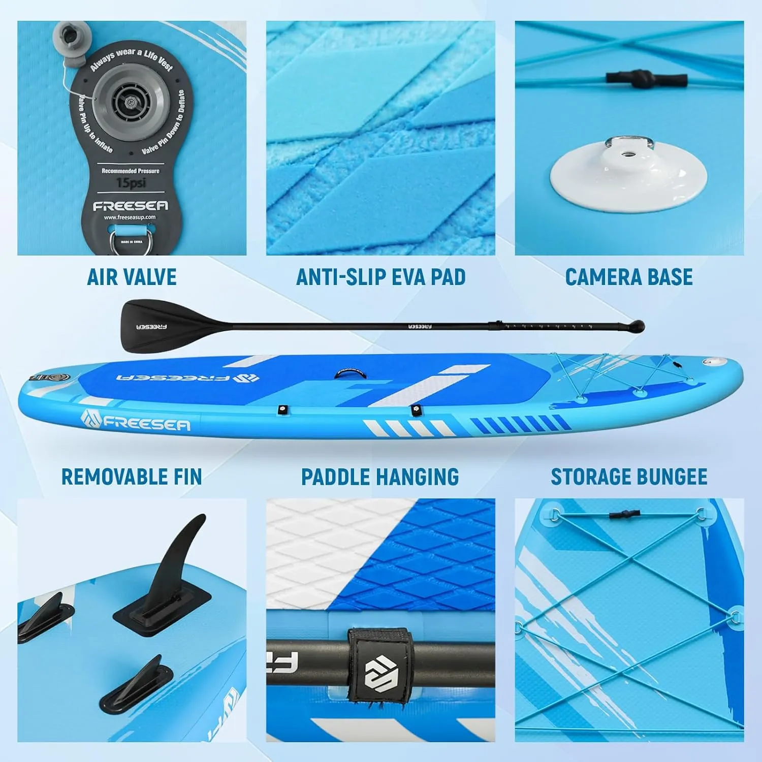 Freesea Inflatable Stand Up Paddleboard with Premium SUP Accessories, Wide, Stable, Non-Slip Comfortable Deck for Youth & Adult