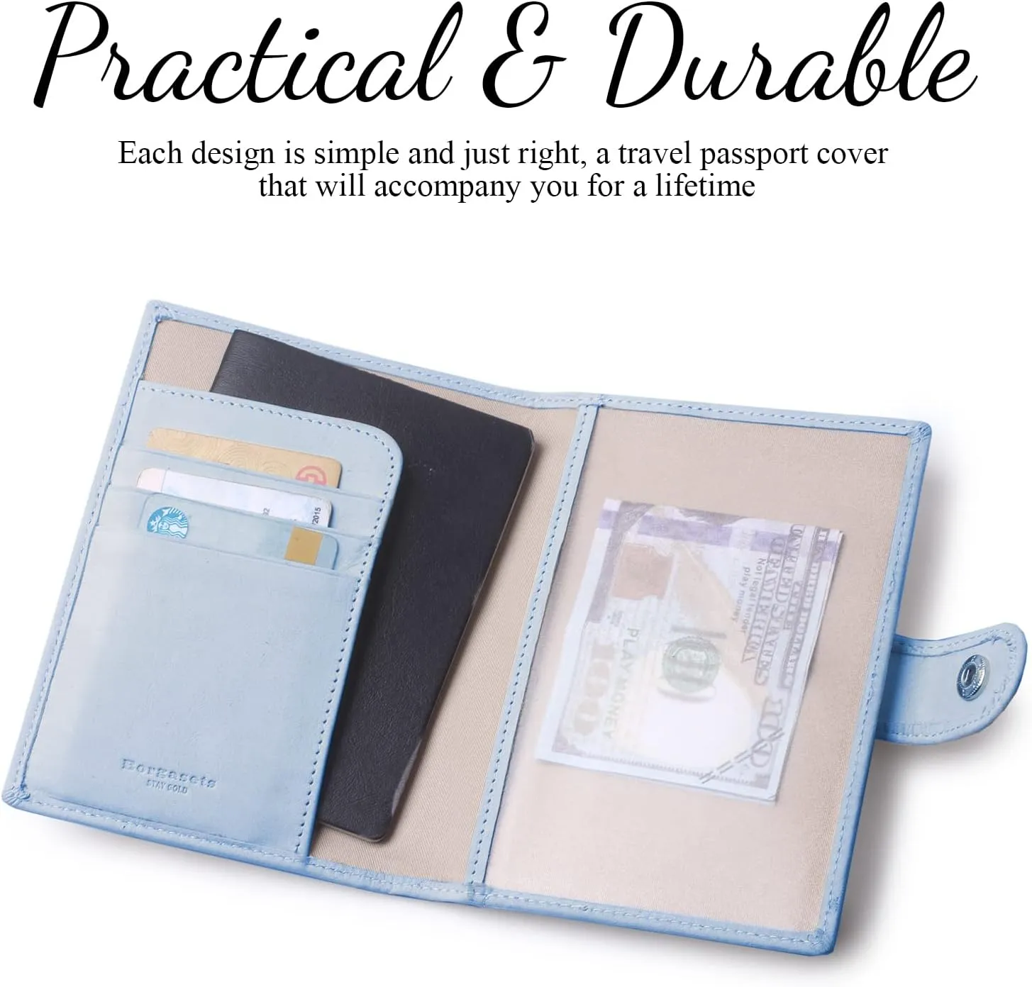 Genuine Leather Passport Case, RFID Passport Cover with Credit Card Holder for Women and Men Family ID Travel