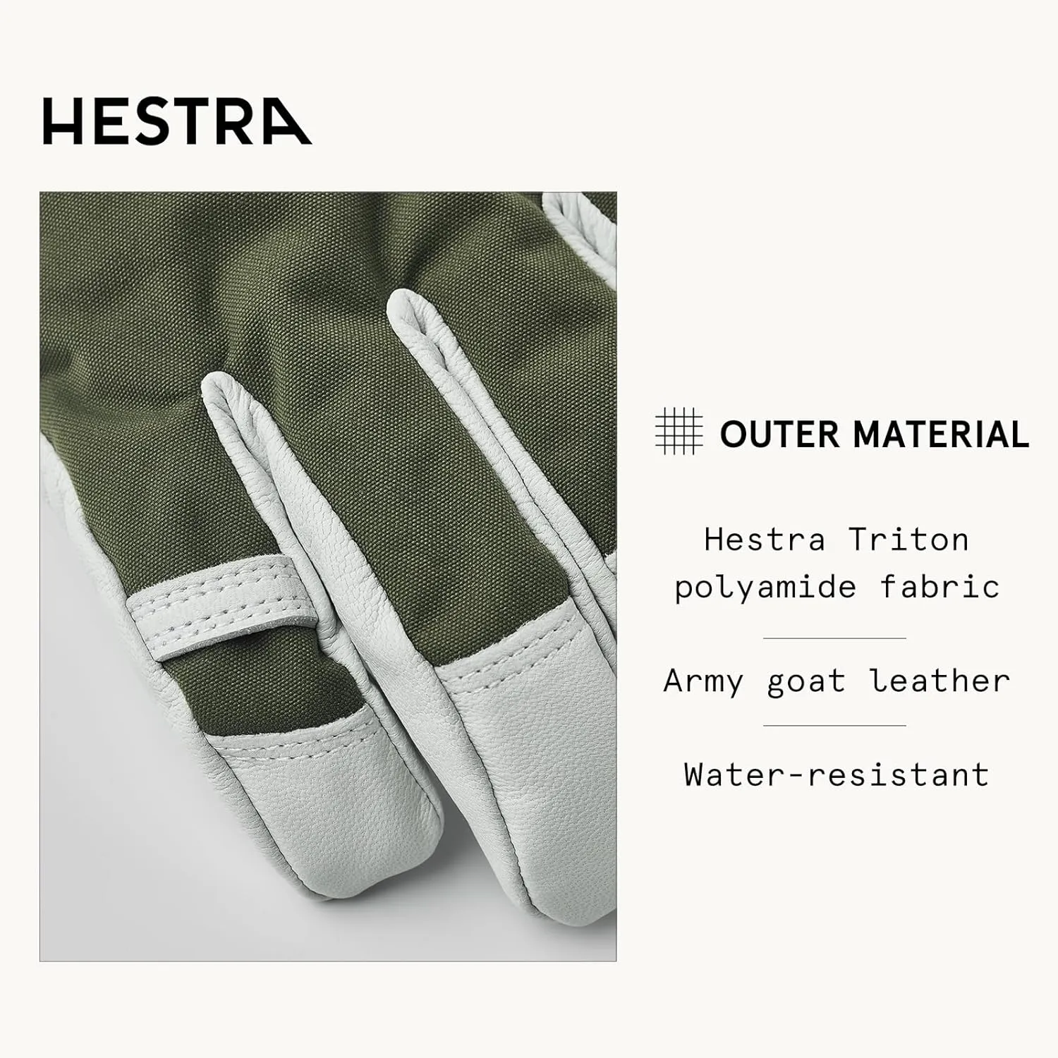 Hestra Army Leather Heli Ski Glove, 5-Finger Snow Glove for Skiing & Snowboarding for Men & Women