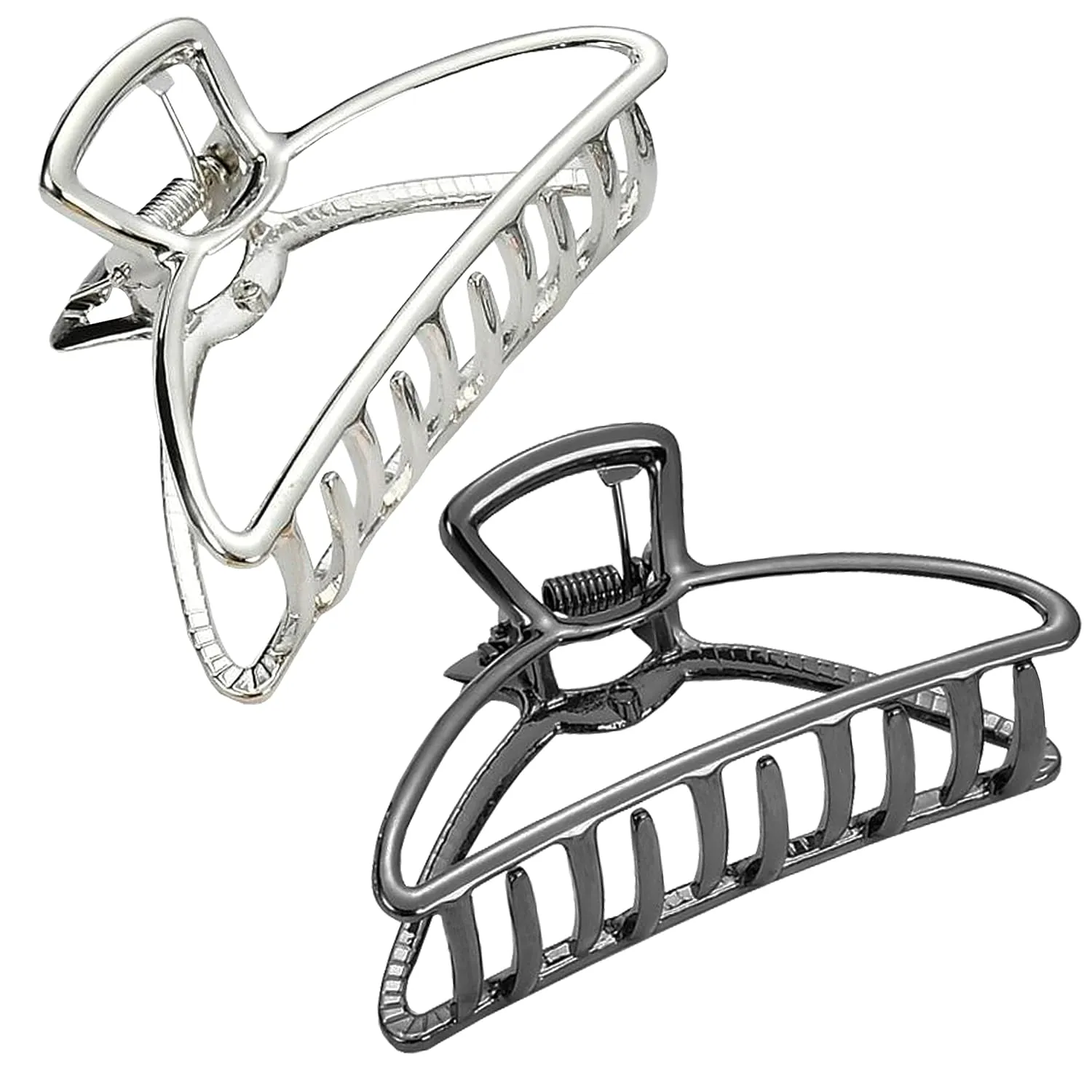 HH&LL Hair Clips, Metal Hair Claw Barrette Clamp Jaw for Women (2, Black  Silver)