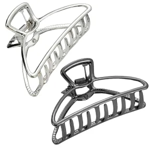 HH&LL Hair Clips, Metal Hair Claw Barrette Clamp Jaw for Women (2, Black  Silver)