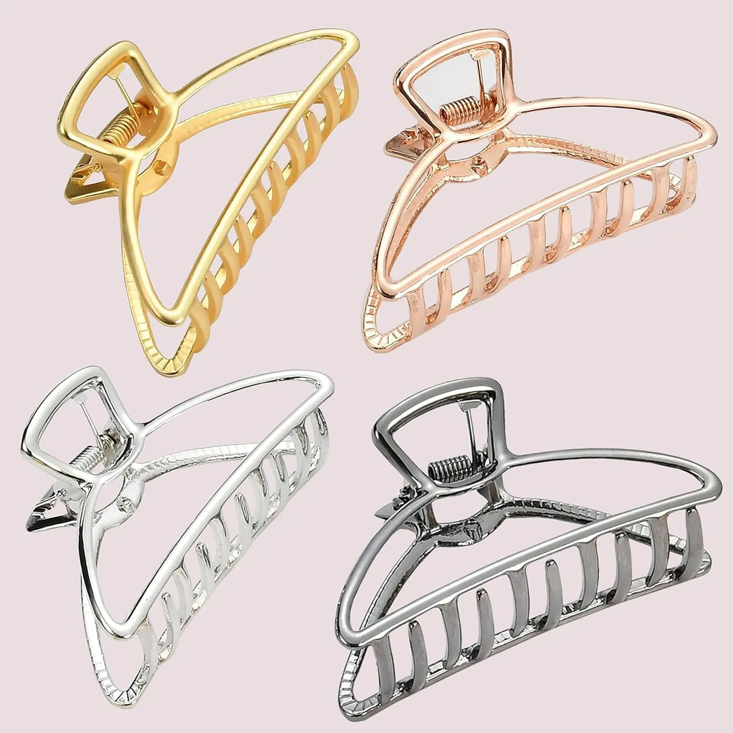 HH&LL Hair Clips, Metal Hair Claw Barrette Clamp Jaw for Women (2, Black  Silver)