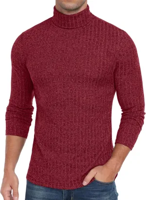 HiMONE Men Turtleneck Shirts Lightweight Long Sleeve Turtle Necks Ribbed Thermal Tops S-XXL
