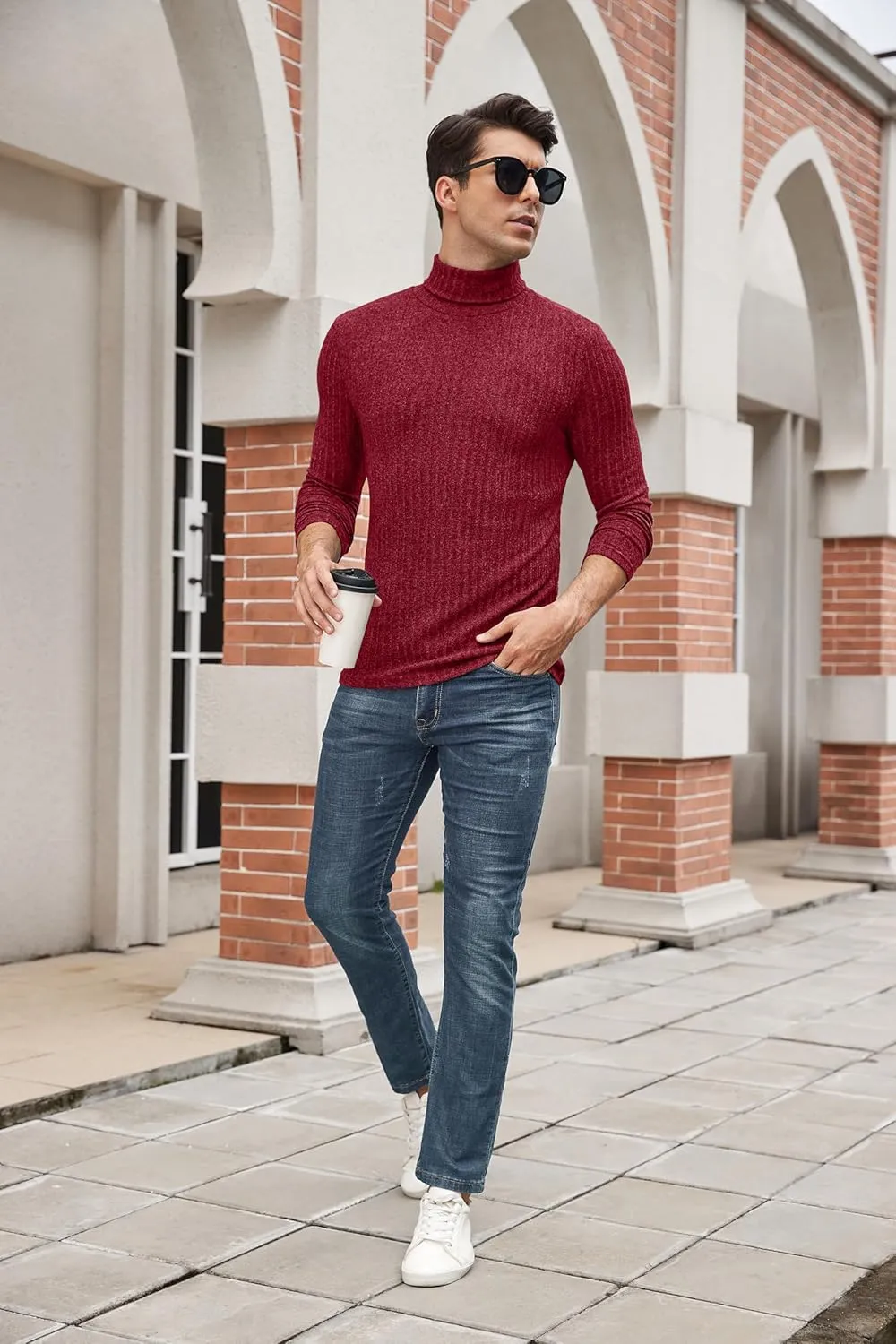HiMONE Men Turtleneck Shirts Lightweight Long Sleeve Turtle Necks Ribbed Thermal Tops S-XXL
