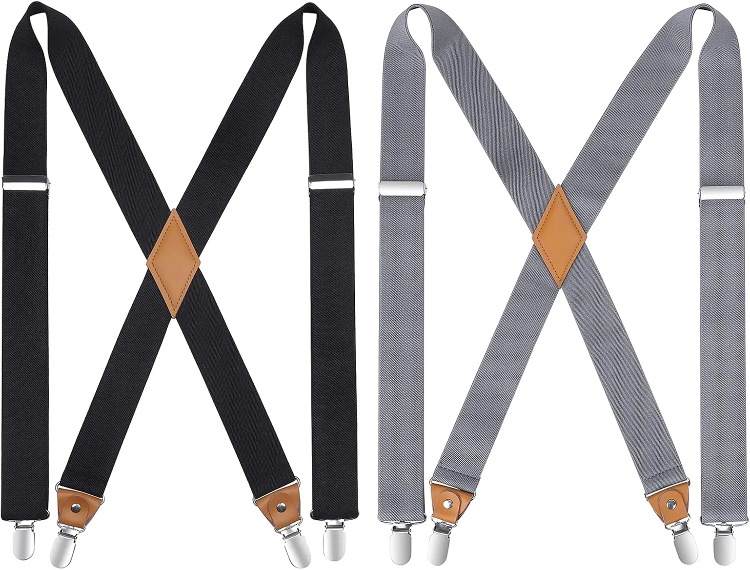 HISDERN Suspenders for Men X-Back 1.4" Adjustable Elastic Suspender Braces Strong 4 Clips for Work Trousers Wedding