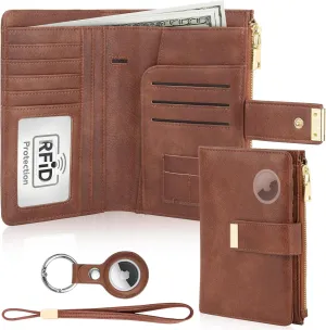 HUANLANG Passport Holder with Airtag for Women/Men, Airtag Passport Wallet for Travel Leather Passport Holder RFID Blocking,Travel Passport Walelt with Credit Card Holder