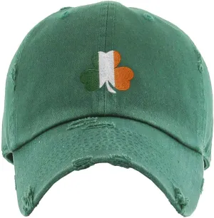 Irish Shamrock Vintage Baseball Cap Embroidered Cotton Adjustable Distressed Dad Hat